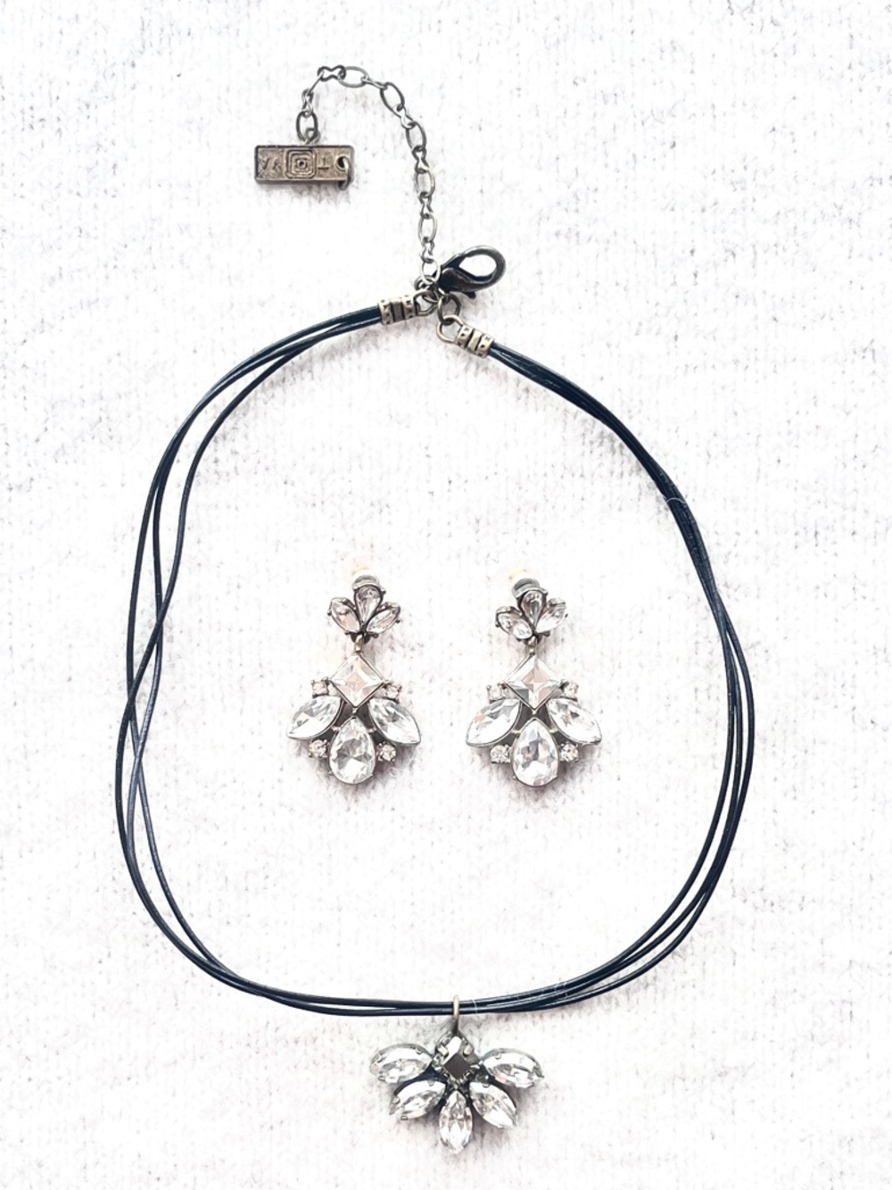 TOVA Beverly Hills Crystal Chandelier Necklace & Bonus Earring Set - Vintage QVC